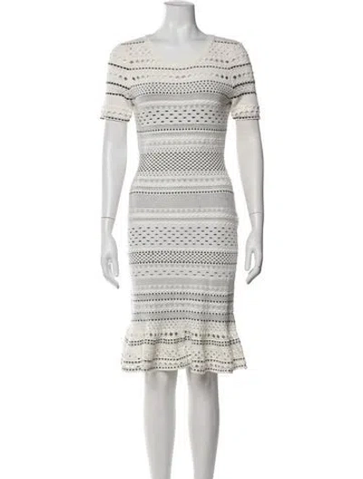 Pre-owned Milly Patterned Midi Length Dress In White
