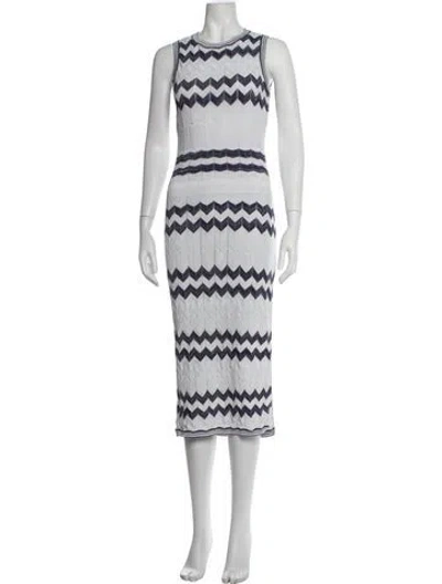 Pre-owned Milly Patterned Midi Length Dress In White