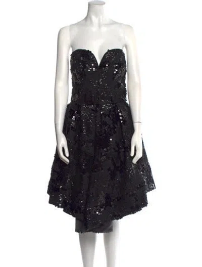 Pre-owned Milly Patterned Mini Dress In Black