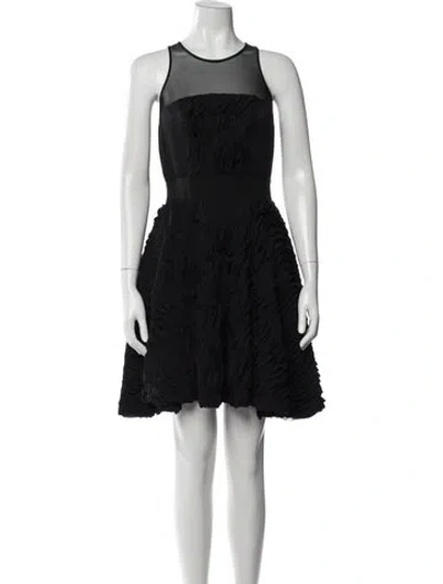 Pre-owned Milly Patterned Mini Dress In Black