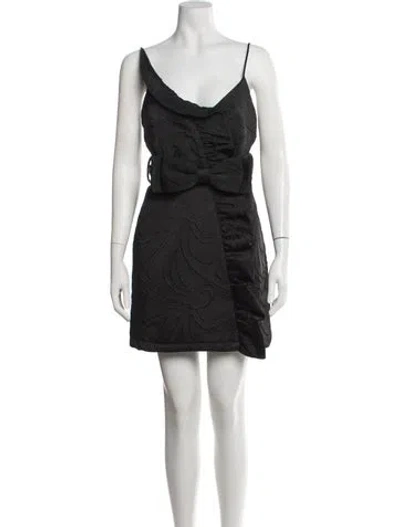 Pre-owned Milly Patterned Mini Dress In Black