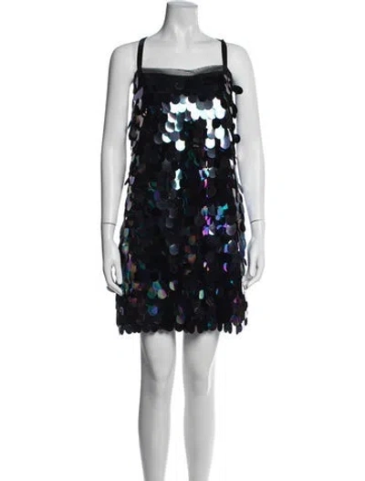 Pre-owned Milly Patterned Mini Dress In Black