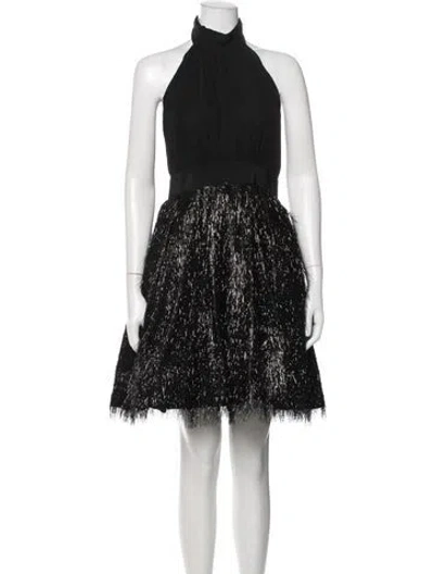 Pre-owned Milly Patterned Mini Dress In Black