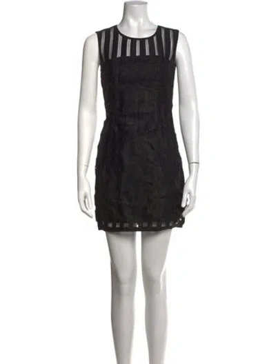 Pre-owned Milly Patterned Mini Dress In Black