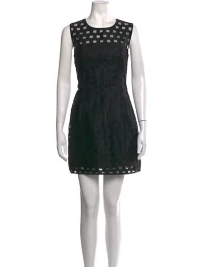 Pre-owned Milly Patterned Mini Dress In Black