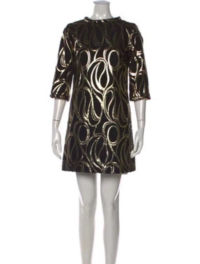 Pre-owned Milly Patterned Mini Dress In Black/gold