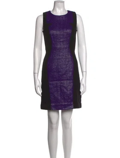 Pre-owned Milly Patterned Mini Dress In Black/purple
