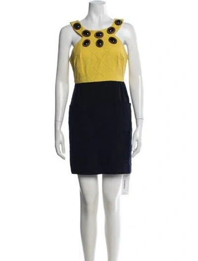 Pre-owned Milly Patterned Mini Dress In Blue