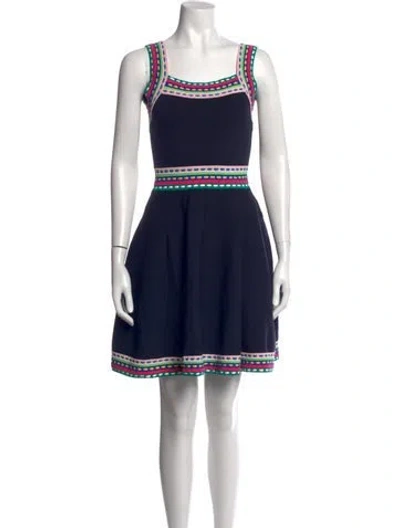 Pre-owned Milly Patterned Mini Dress In Blue