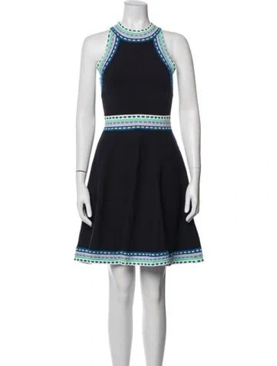 Pre-owned Milly Patterned Mini Dress In Blue