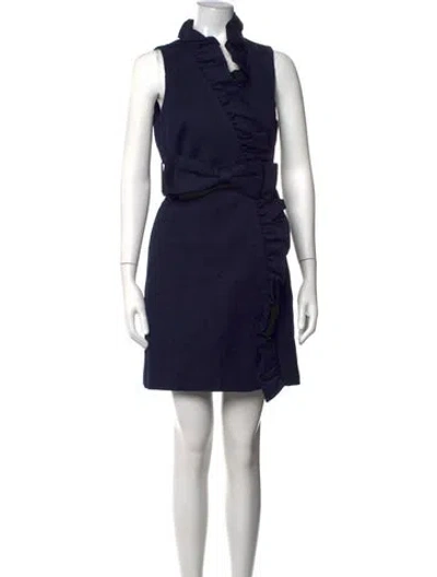 Pre-owned Milly Patterned Mini Dress In Blue