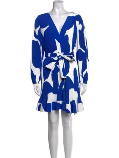 Pre-owned Milly Patterned Mini Dress In Blue
