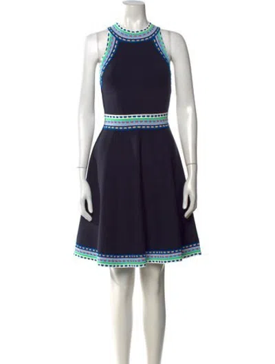 Pre-owned Milly Patterned Mini Dress In Blue
