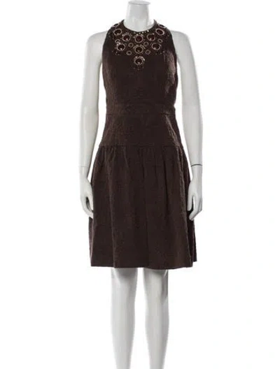Pre-owned Milly Patterned Mini Dress In Brown