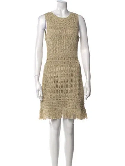 Pre-owned Milly Patterned Mini Dress In Gold