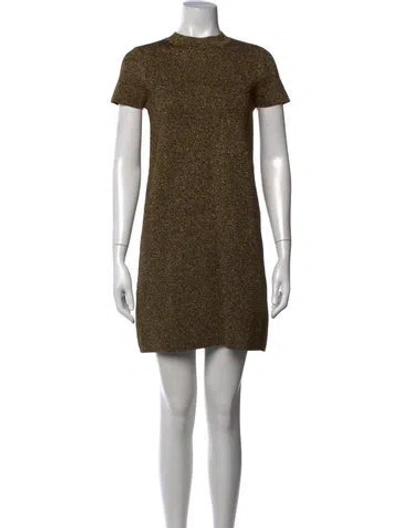 Pre-owned Milly Patterned Mini Dress In Gold/metallic