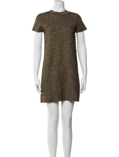 Pre-owned Milly Patterned Mini Dress In Gold/metallic