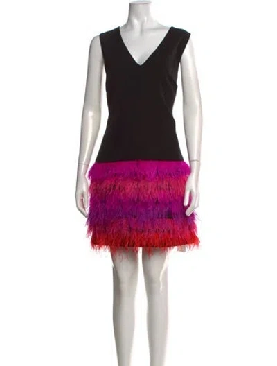 Pre-owned Milly Patterned Mini Dress W/ Tags In Black