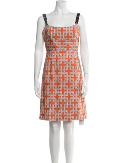 Pre-owned Milly Patterned Mini Dress W/ Tags In Orange
