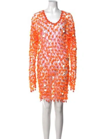 Pre-owned Milly Patterned Mini Dress W/ Tags In Orange