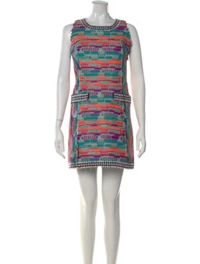 Pre-owned Milly Patterned Mini Dress In White