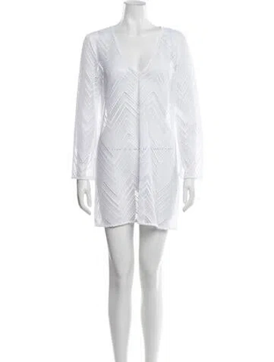 Pre-owned Milly Patterned Mini Dress In White
