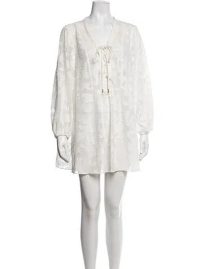 Pre-owned Milly Patterned Mini Dress In White