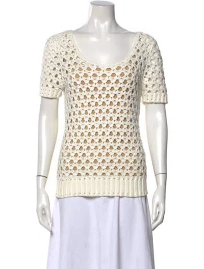 Pre-owned Milly Patterned Scoop Neck Sweater In Neutral