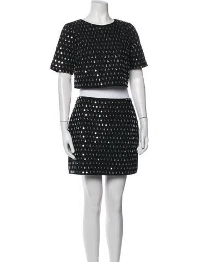 Pre-owned Milly Patterned Sequin Embellishments Skirt Set In Black