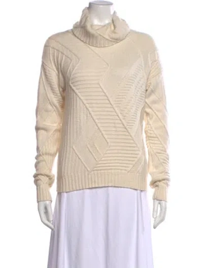 Pre-owned Milly Patterned Turtleneck Sweater In Neutrals