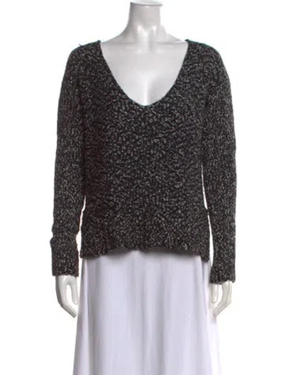 Pre-owned Milly Patterned V-neck Sweater In Black