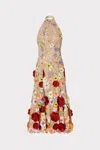 Milly Penelope 3d Floral Embroidered Maxi Dress In Multi