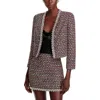 Milly Petites Womens Embellished Tweed Open-front Blazer In Multi