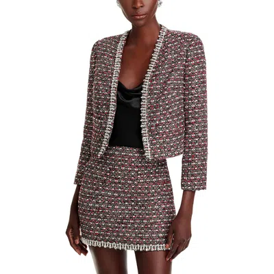 Milly Petites Womens Embellished Tweed Open-front Blazer In Multi