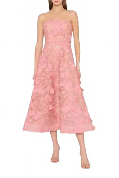 Milly Petunia Lace Midi Dress In Rose Quartz In Pink
