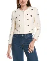 Milly Pheobe Heart Applique Wool-blend Jacket In Neutral