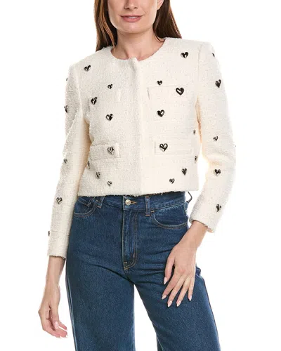 Milly Pheobe Heart Applique Wool-blend Jacket In White