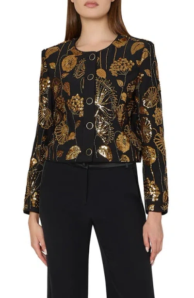 MILLY MILLY PHOEBE FLORAL FIELD SEQUIN JACKET