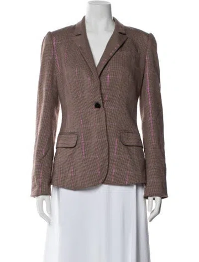 Pre-owned Milly Plaid Print Blazer In Brown