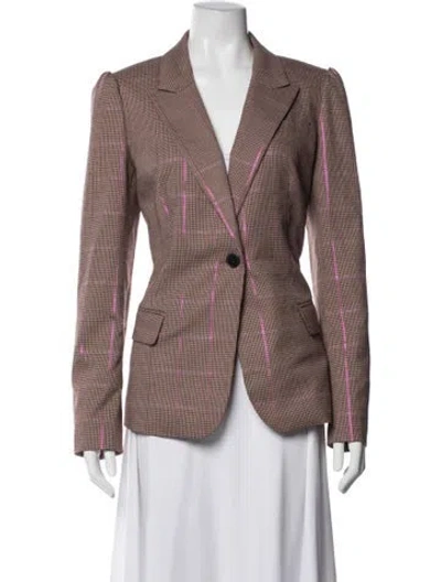 Pre-owned Milly Plaid Print Blazer In Brown