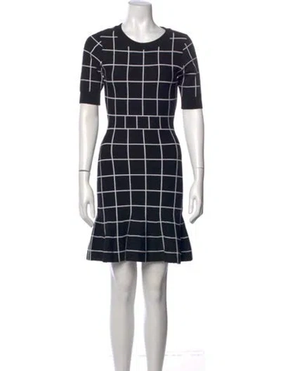 Pre-owned Milly Plaid Print Knee-length Dress In Black