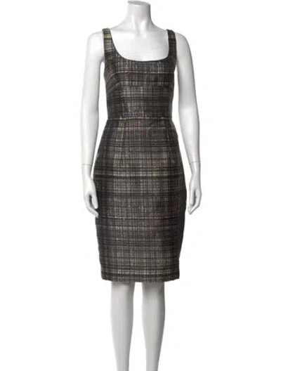 Pre-owned Milly Plaid Print Knee-length Dress In Black/neutrals