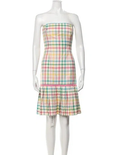 Pre-owned Milly Plaid Print Knee-length Dress In Neutral