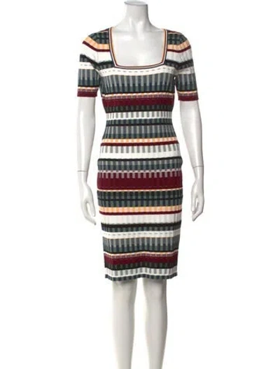 Pre-owned Milly Plaid Print Knee-length Dress W/ Tags In White