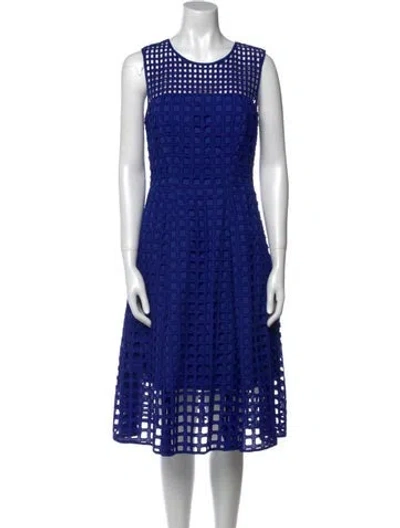 Pre-owned Milly Plaid Print Midi Length Dress In Blue