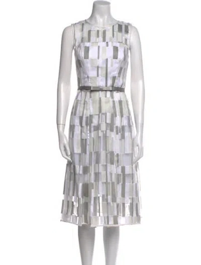 Pre-owned Milly Plaid Print Midi Length Dress In Neutral