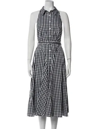 Pre-owned Milly Plaid Print Midi Length Dress W/ Tags In Blue