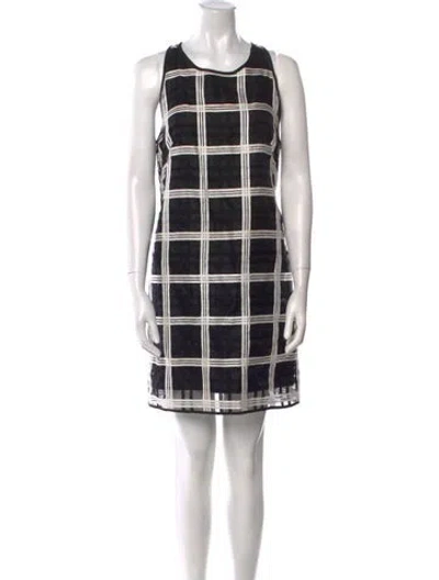 Pre-owned Milly Plaid Print Mini Dress In Black