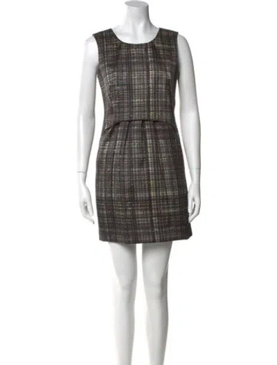 Pre-owned Milly Plaid Print Mini Dress In Black