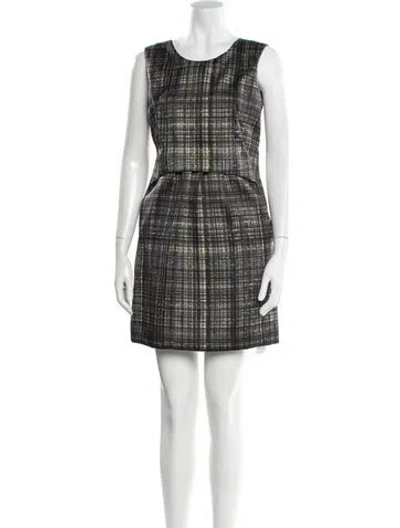 Pre-owned Milly Plaid Print Mini Dress In Black